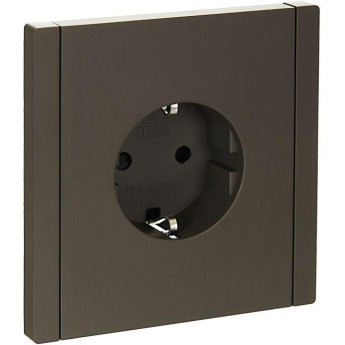 Розетка IEK FORTEPIANO с заземлением, с защитными шторками, безвинтовое крепление, 16А FP313 серый FP-R14-16-1-K03